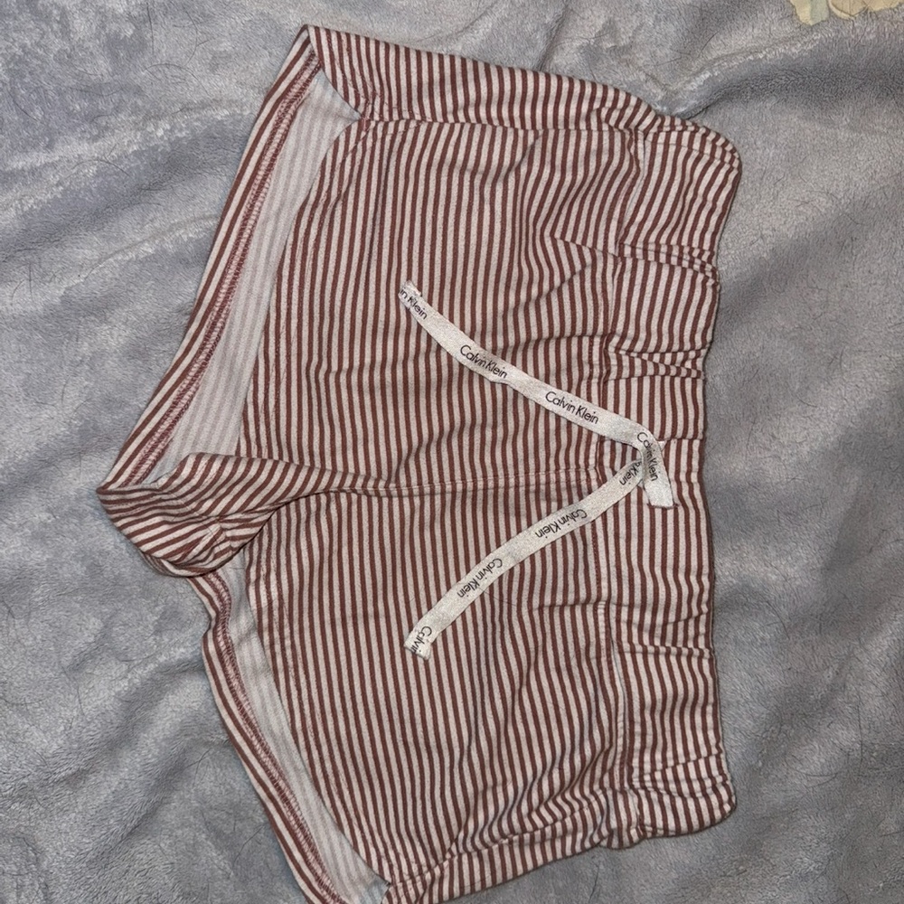 Calvin Klein Brown and White Striped Shorts